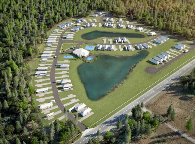 Aerial view of Two Lakes RV Resort in Gulf Shores, AL
